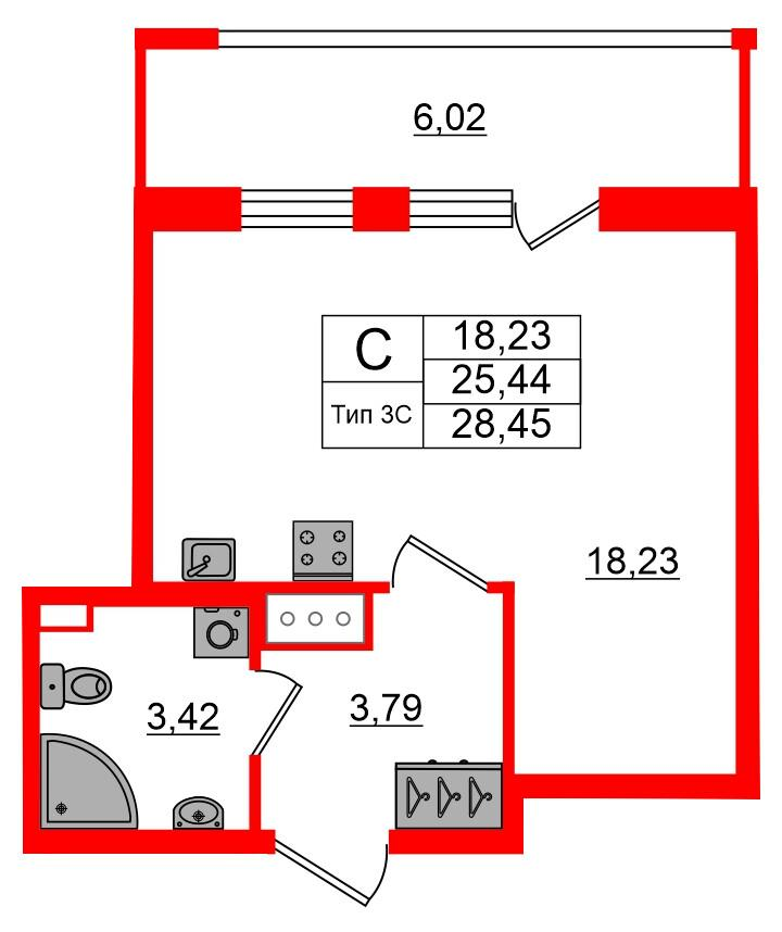Студия 25 м2 в ЖК Setl Ривьера корпус null этаж 10
