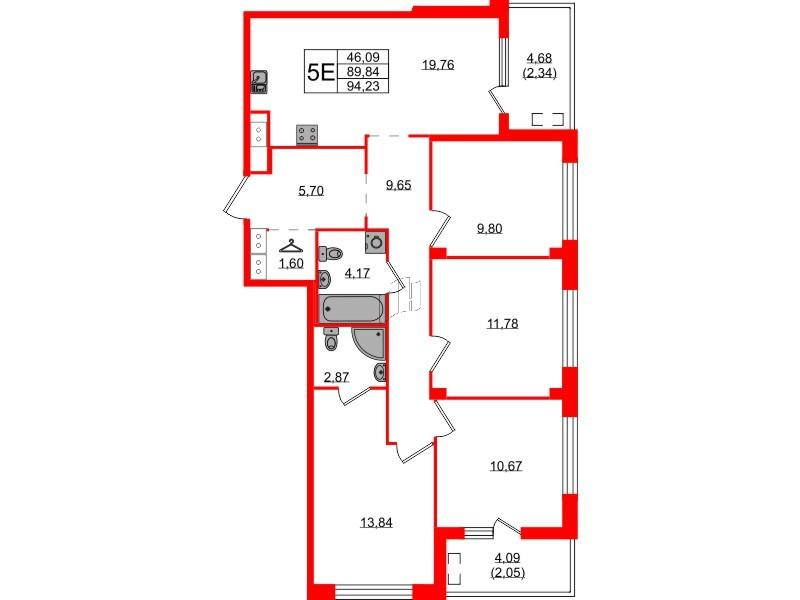 4-комнатная 94 м2 в ЖК N8 корпус null этаж 8