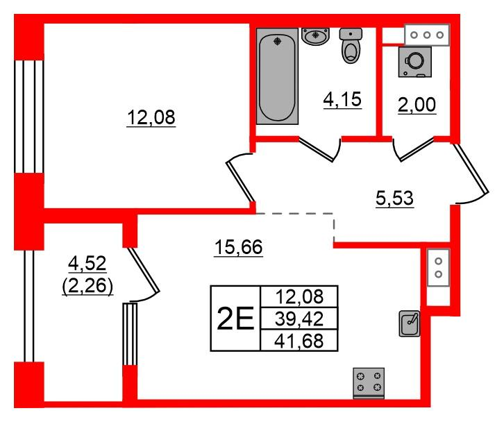 1-комнатная 41 м2 в ЖК Знатный корпус null этаж 9