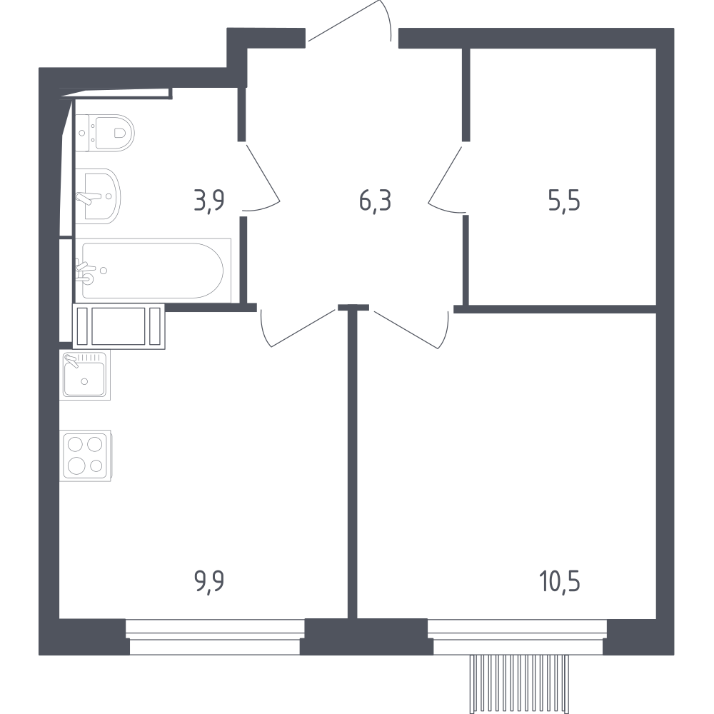 1-комнатная 35 м2 в ЖК Мытищи Парк корпус null этаж 17