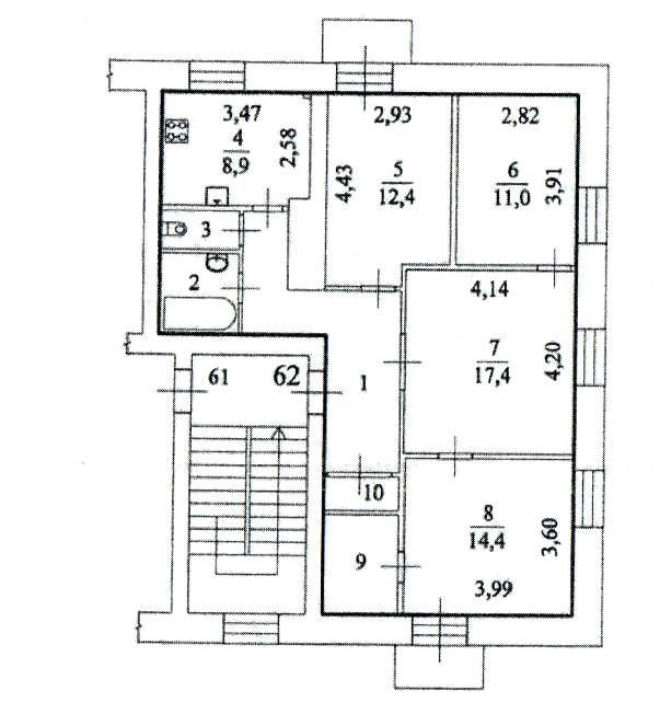 4-комнатная 86 м2 в ЖК undefined корпус null этаж 3