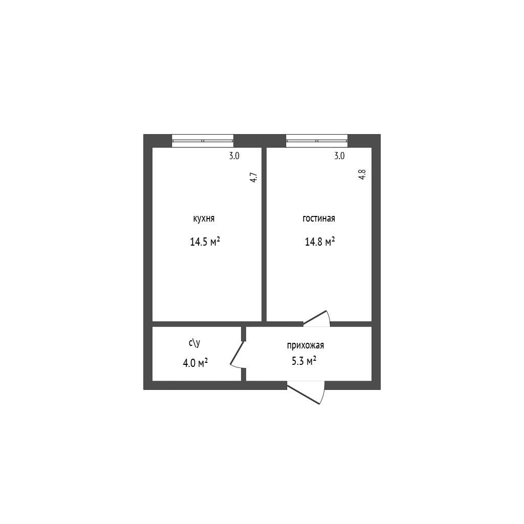1-комнатная 39 м2 в ЖК undefined корпус null этаж 3