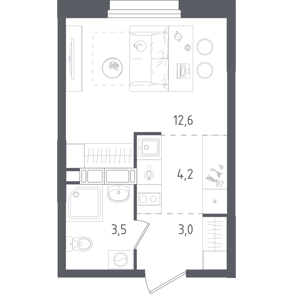 Студия 23 м2 в ЖК Ольховый Квартал корпус null этаж 8