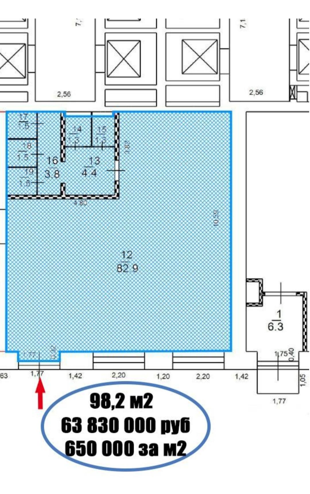 Студия 98.2 м2 в ЖК undefined корпус null этаж null