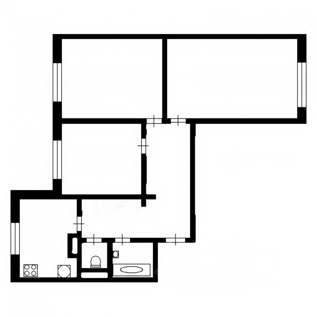 3-комнатная 74.6 м2 в ЖК undefined корпус null этаж 2