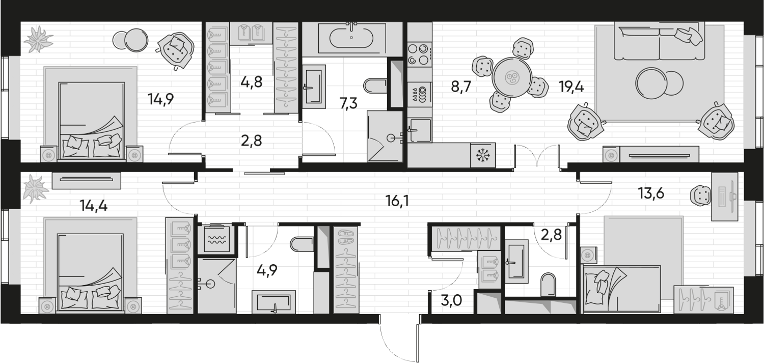 4-комнатная 112 м2 в ЖК Pride корпус null этаж 9