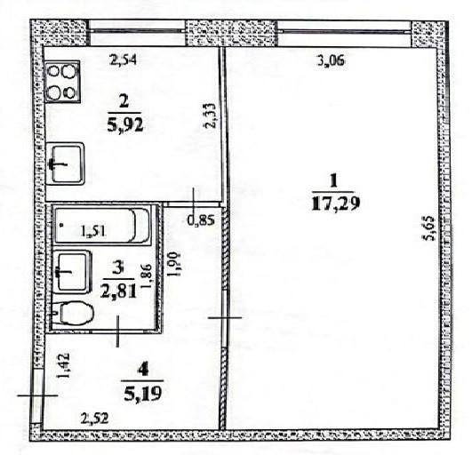 1-комнатная 31.2 м2 в ЖК undefined корпус null этаж 1