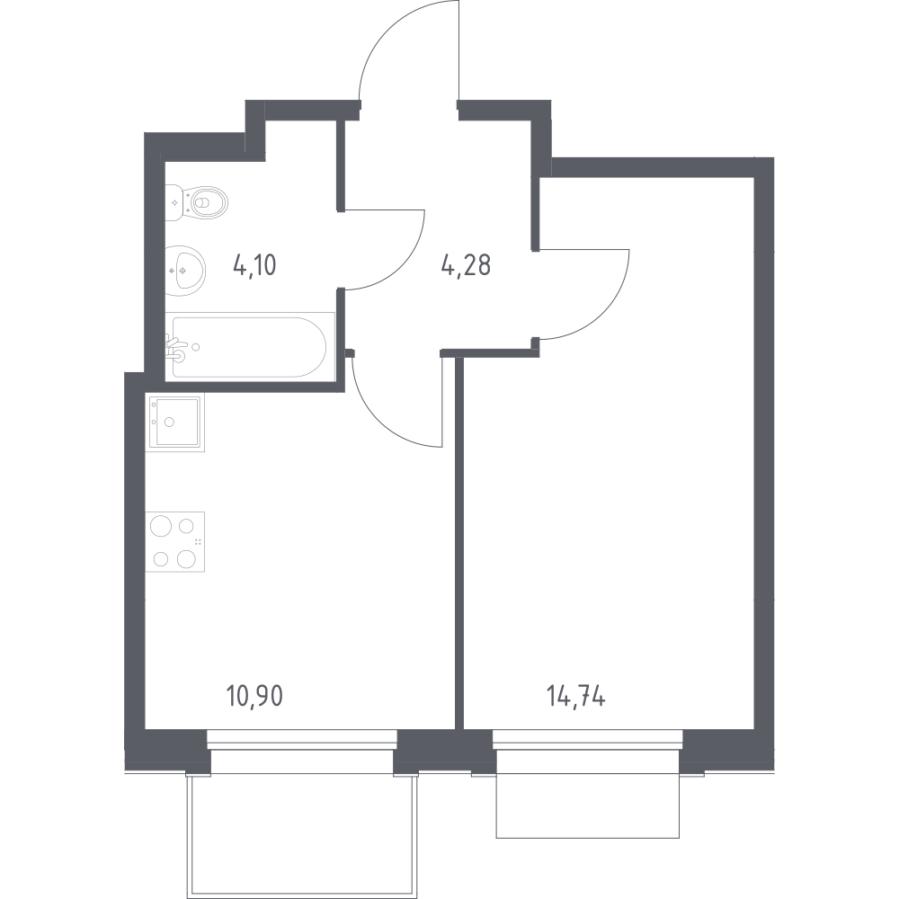 1-комнатная 34 м2 в ЖК Новое Внуково корпус null этаж 3