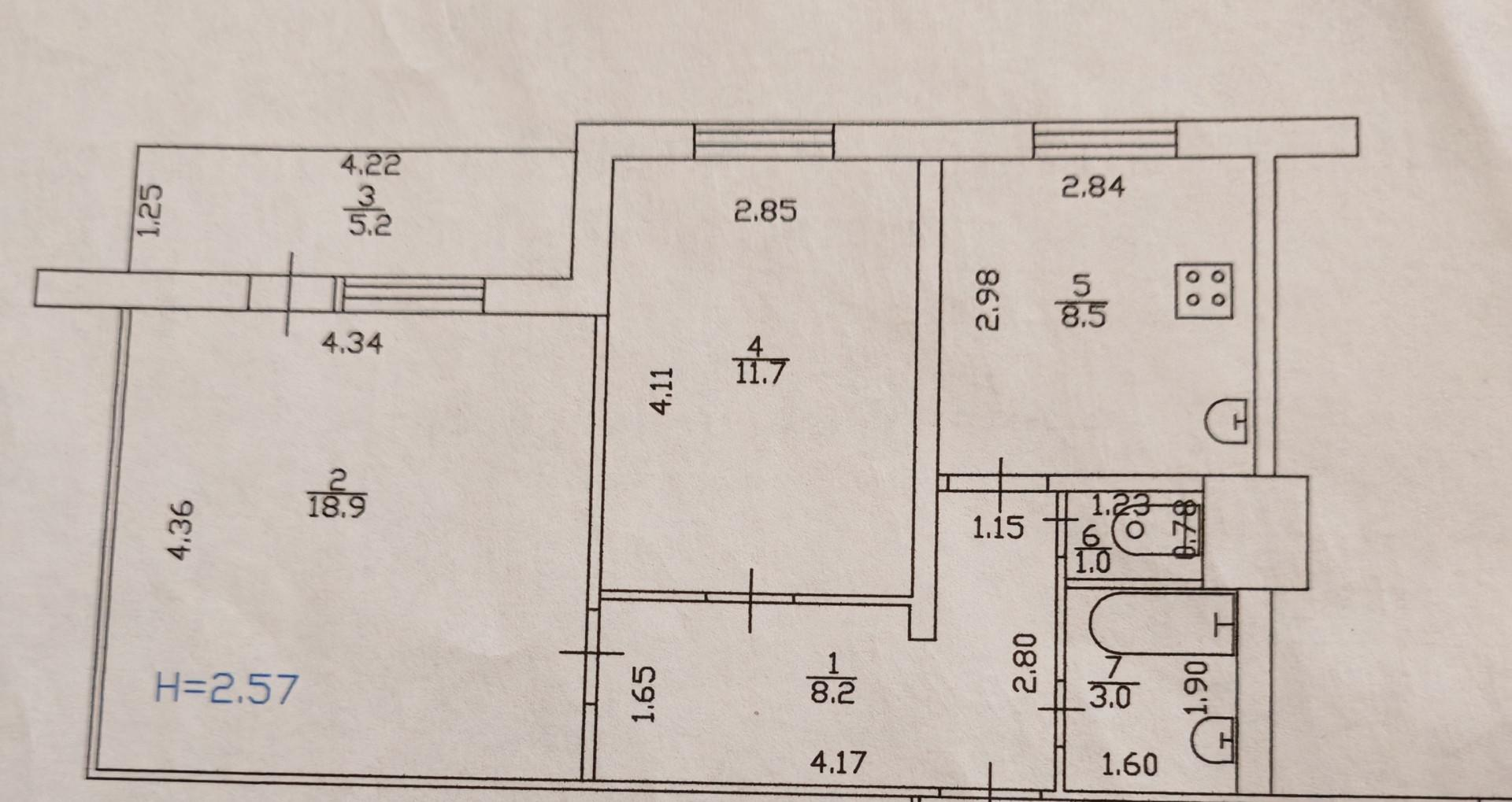 2-комнатная 51.3 м2 в ЖК undefined корпус null этаж 4