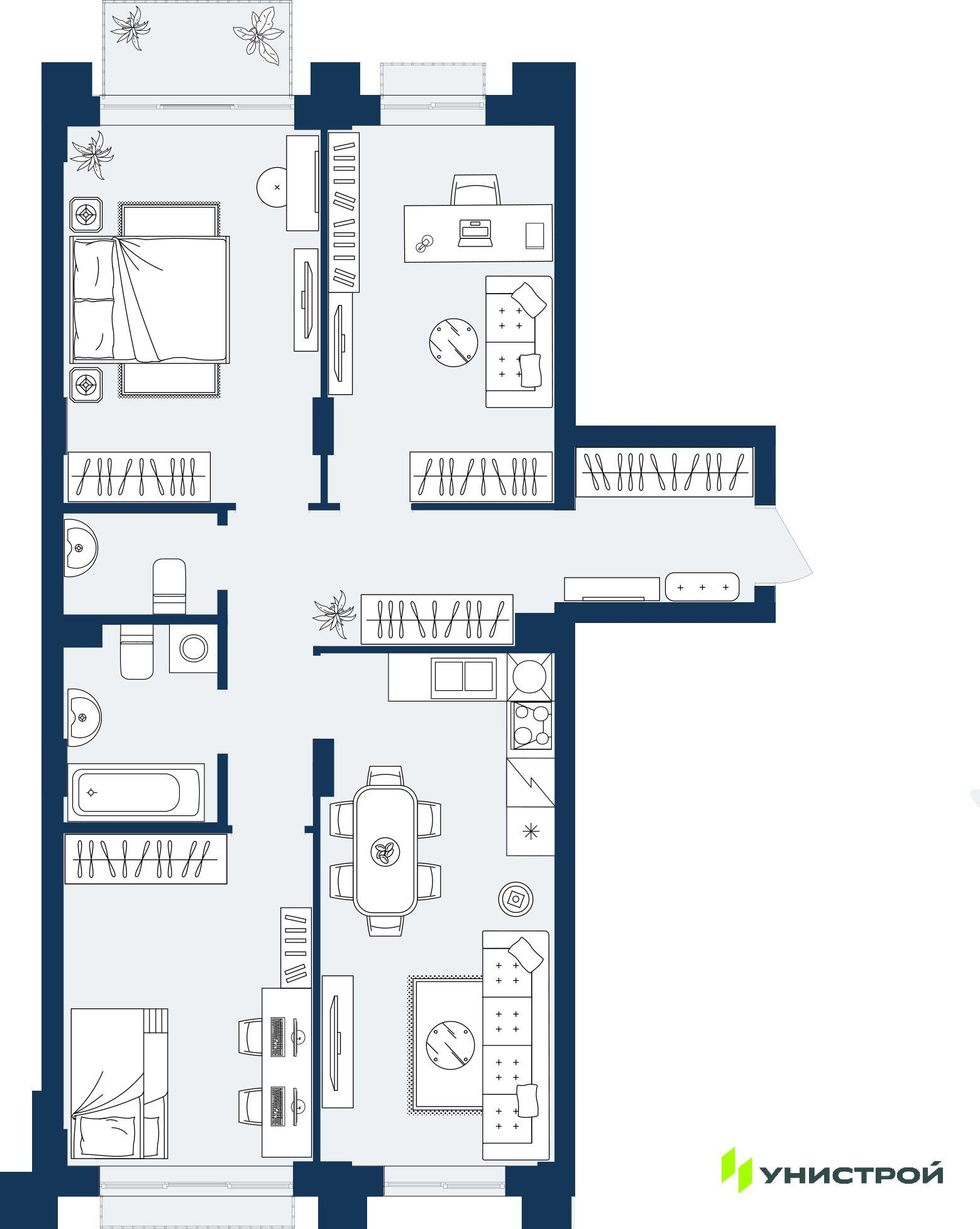 2-комнатная 79 м2 в ЖК ГРАНД БЕРЕГ корпус null этаж 11