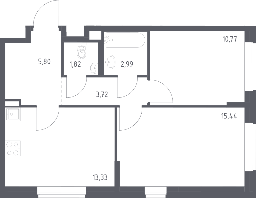 2-комнатная 53 м2 в ЖК Подольские кварталы корпус null этаж 1