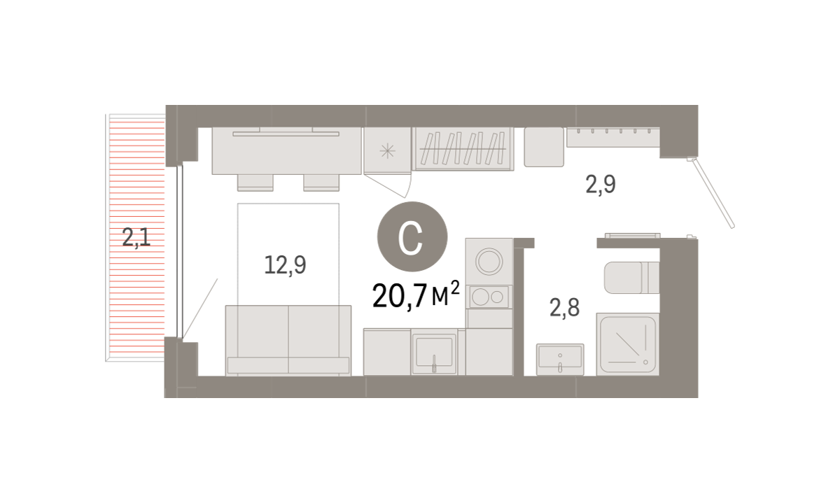 Студия 20 м2 в ЖК Лебедевский корпус null этаж 4