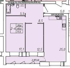 3-комнатная 71.3 м2 в ЖК undefined корпус null этаж 7
