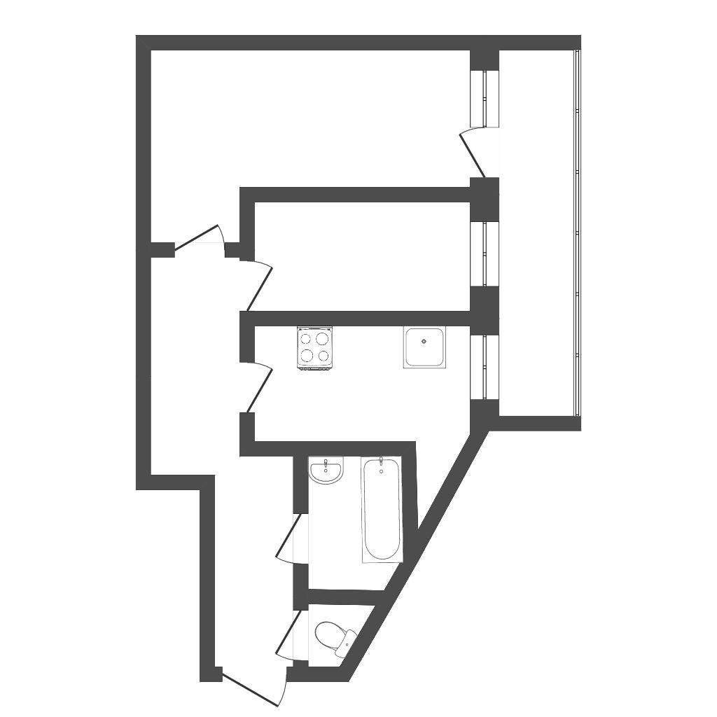 2-комнатная 45.1 м2 в ЖК undefined корпус null этаж 4