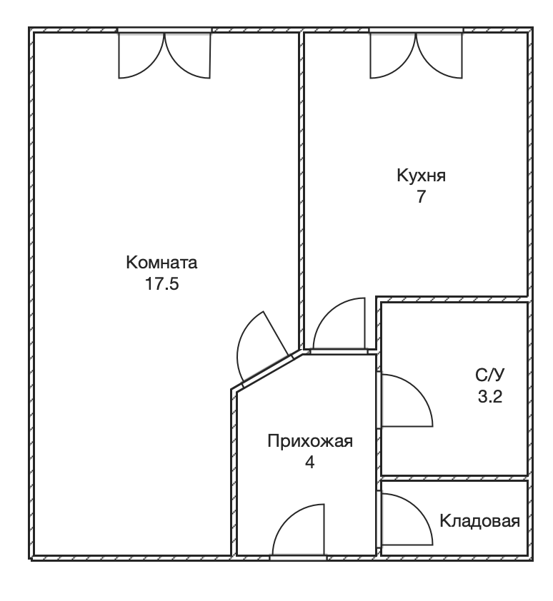 1-комнатная 32 м2 в ЖК undefined корпус null этаж 9