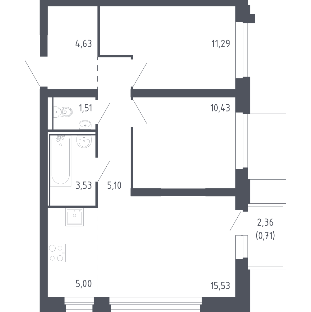 Студия 57 м2 в ЖК Сердце Сахалина корпус null этаж 4