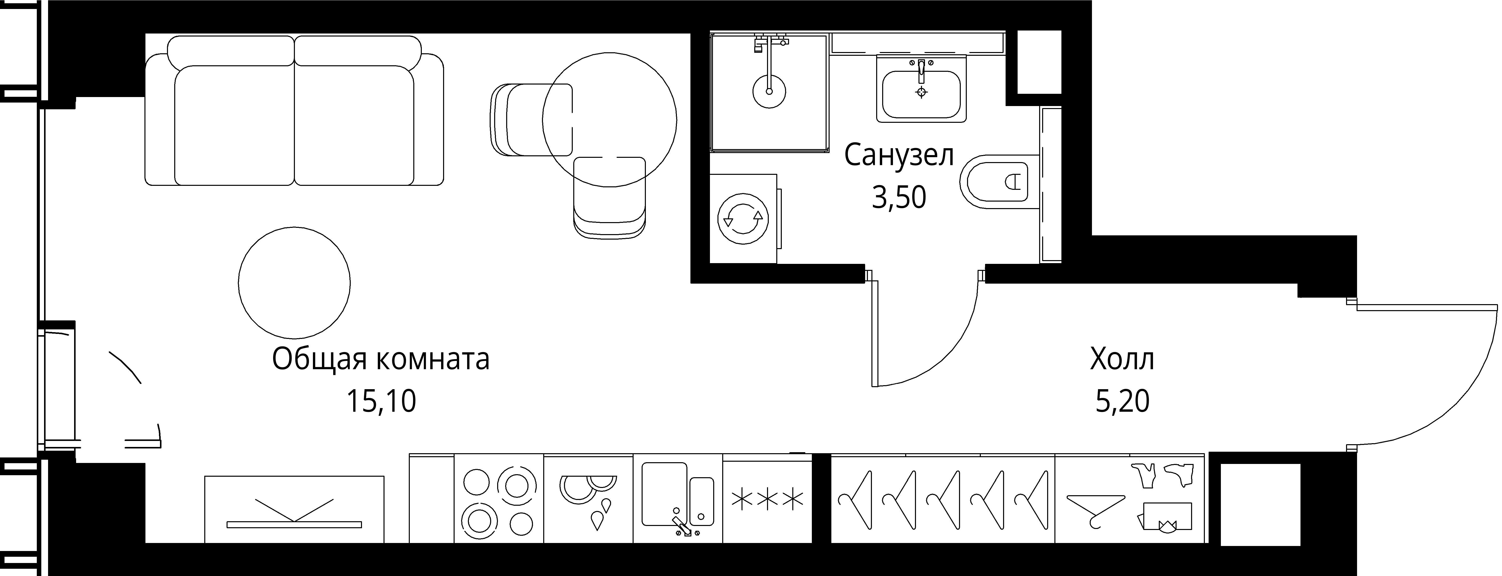 Студия 24 м2 в ЖК VEER корпус null этаж 21