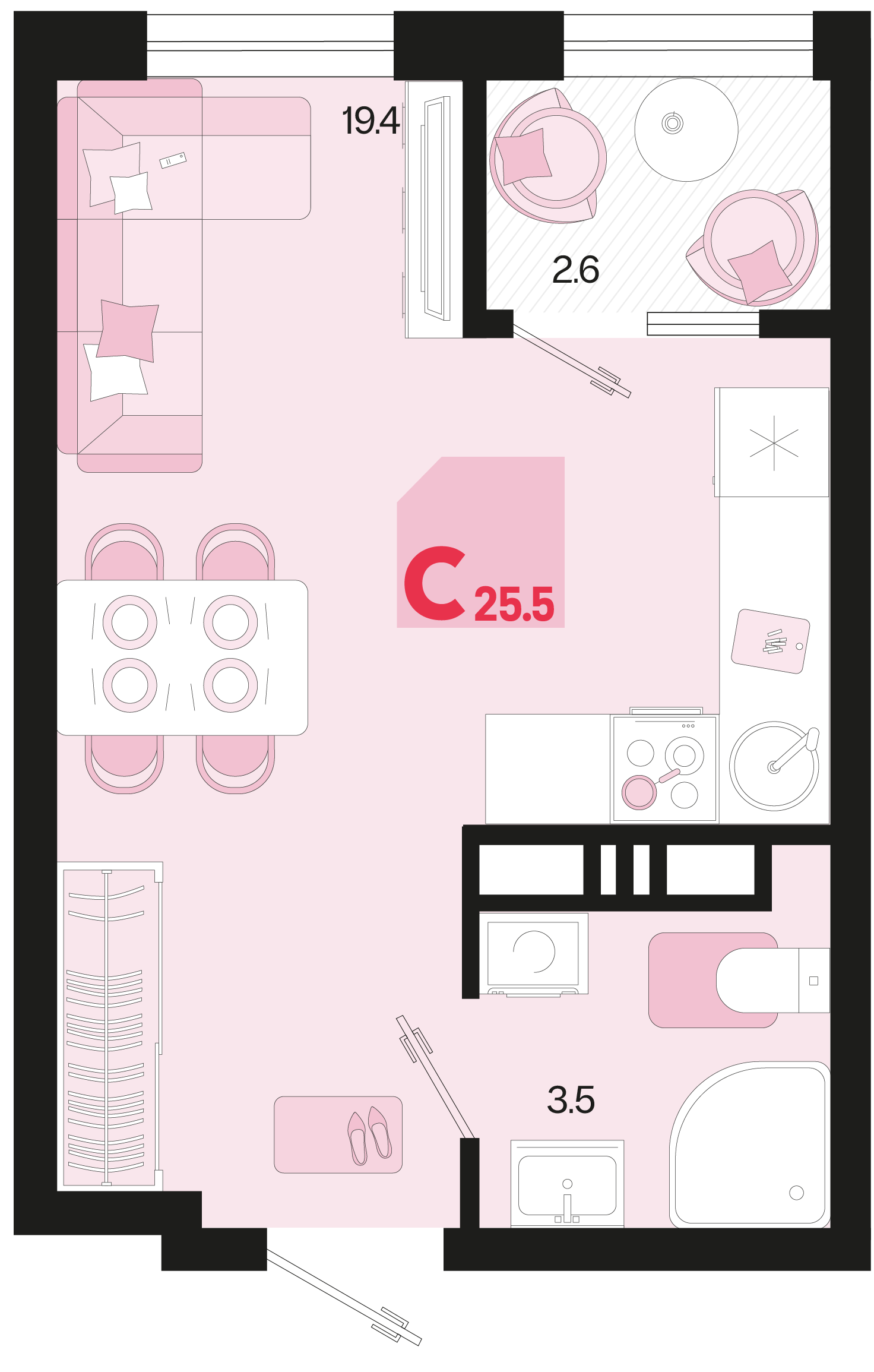 Студия 25 м2 в ЖК Первое место корпус null этаж 10