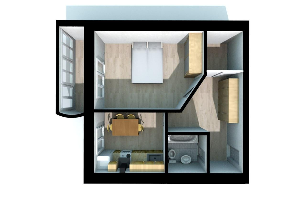 1-комнатная 43.5 м2 в ЖК undefined корпус null этаж 9