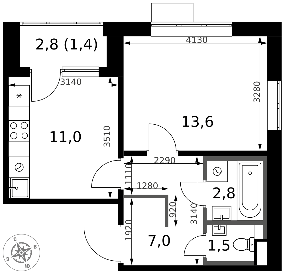 1-комнатная 37 м2 в ЖК 1-й Химкинский корпус null этаж 15