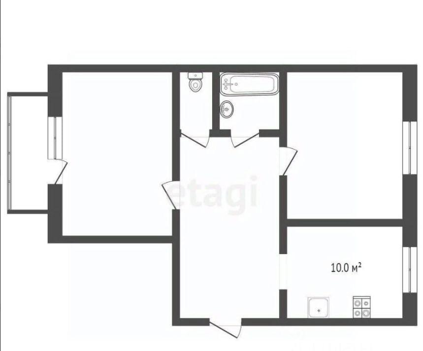 2-комнатная 51.3 м2 в ЖК undefined корпус null этаж 1