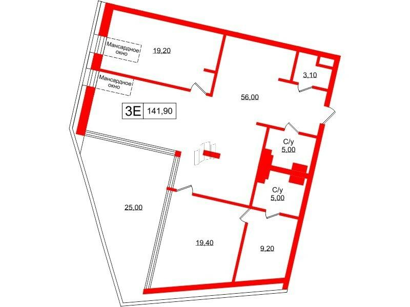 3-комнатная 150 м2 в ЖК Princesse Royal корпус null этаж 5