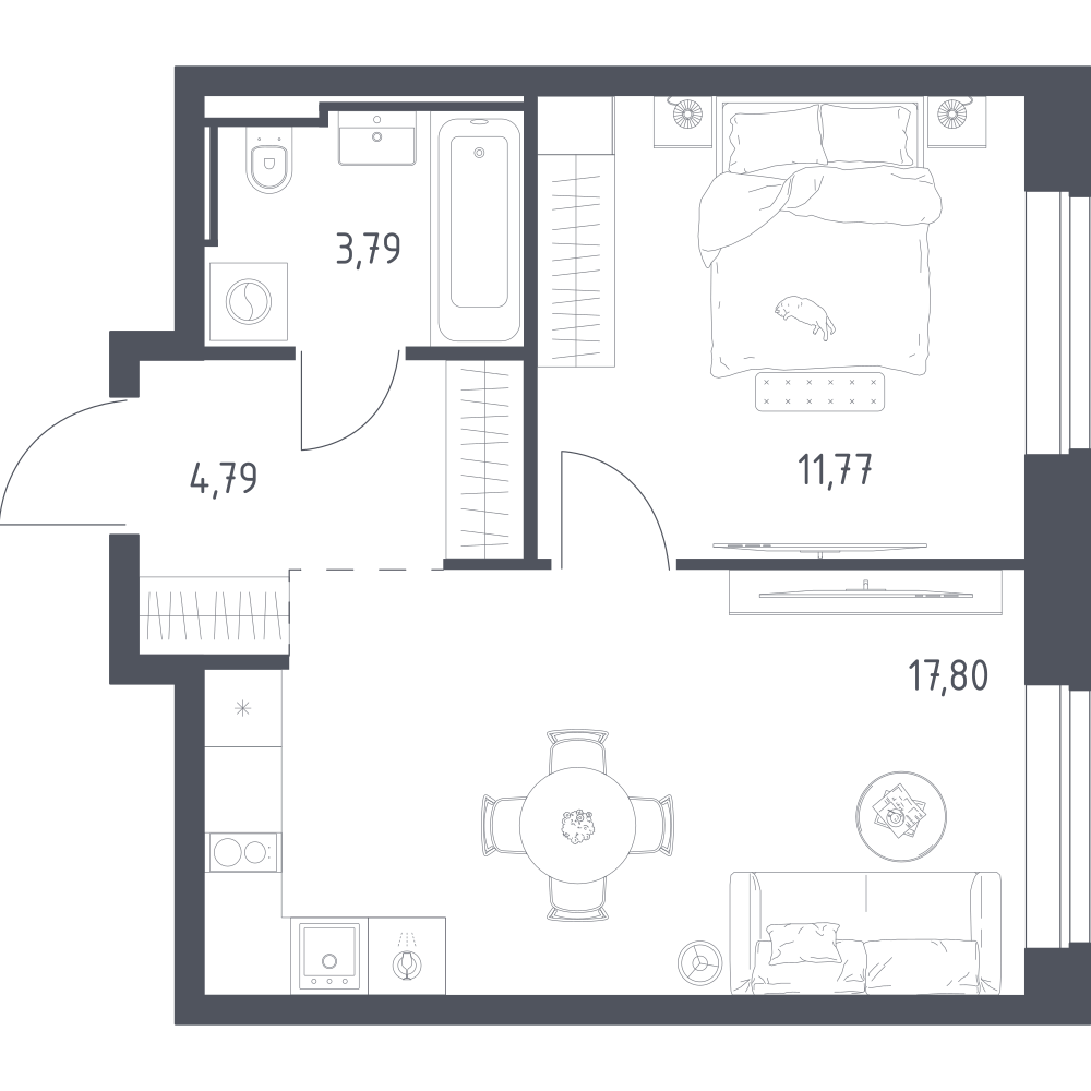 1-комнатная 38 м2 в ЖК Литературный Квартал корпус null этаж 2