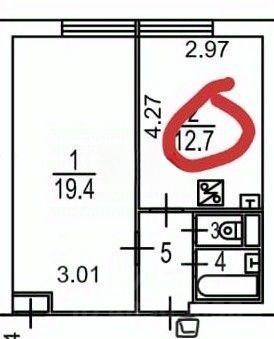 1-комнатная 38.5 м2 в ЖК undefined корпус null этаж 2