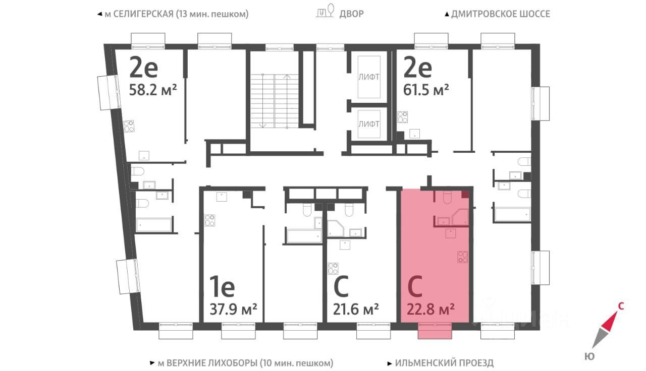 Студия 22.8 м2 в ЖК undefined корпус null этаж 4