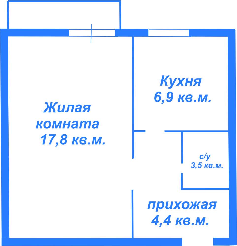 1-комнатная 33.5 м2 в ЖК undefined корпус null этаж 6