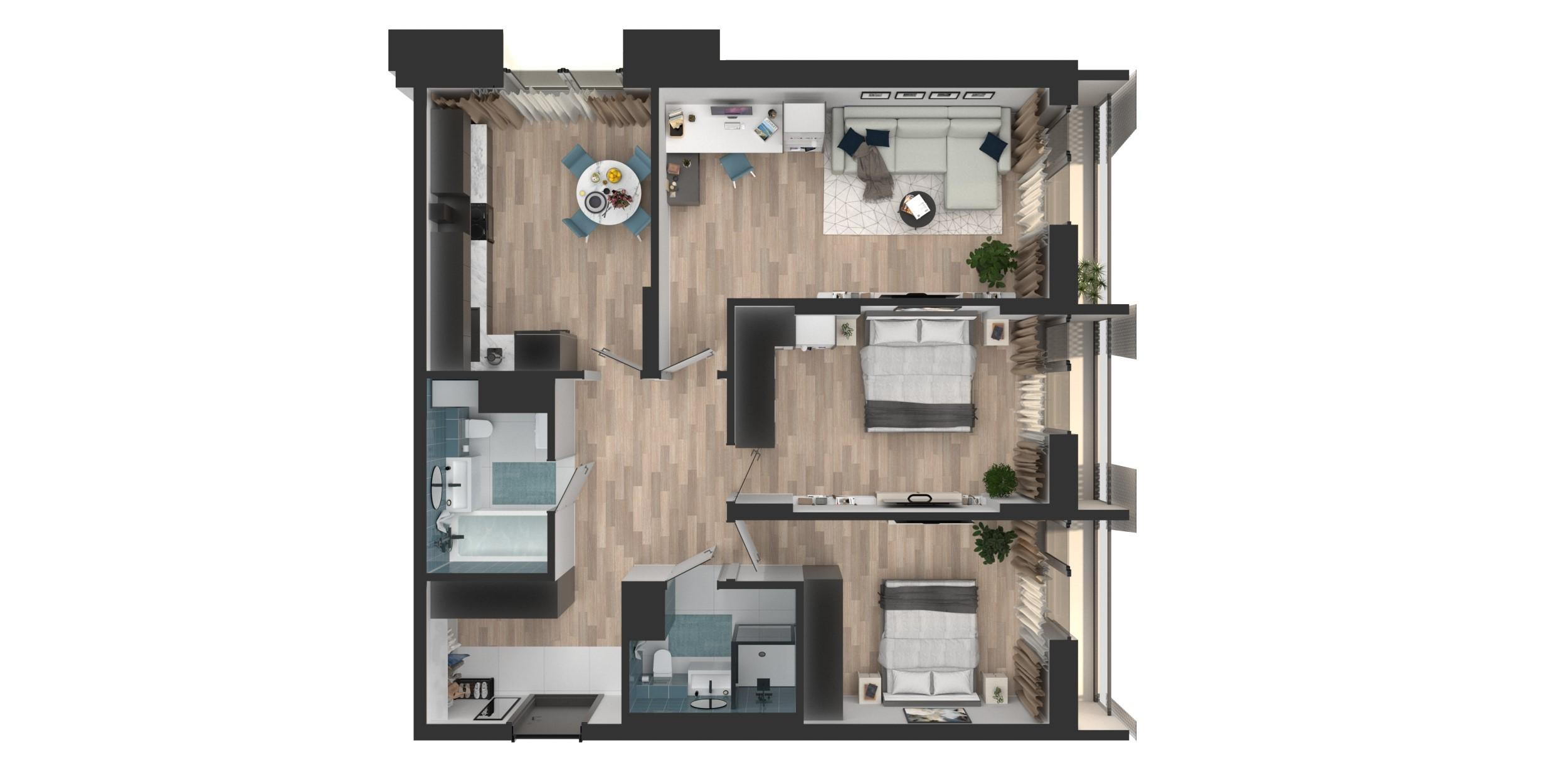 3-комнатная 84 м2 в ЖК Мой Ритм корпус null этаж 5