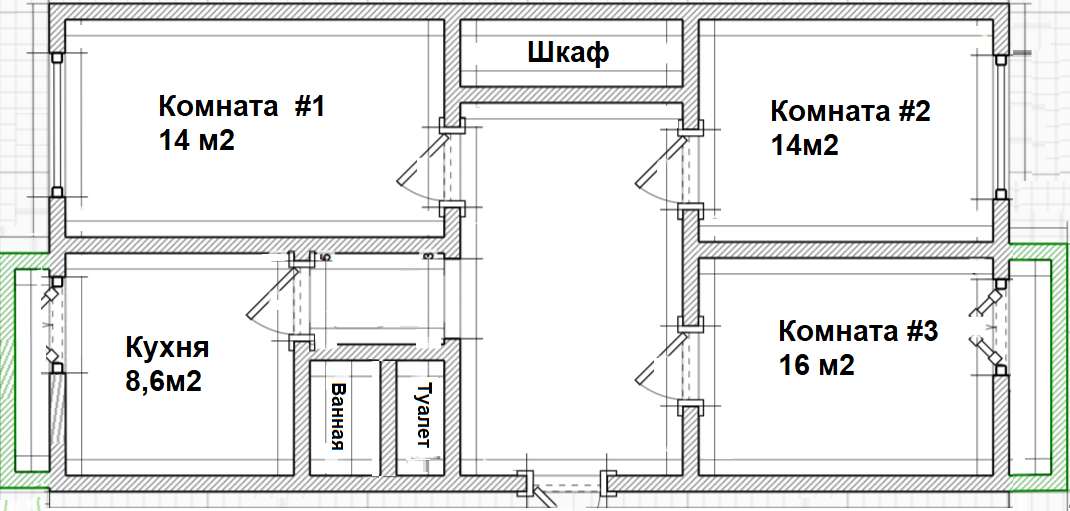 3-комнатная 68 м2 в ЖК undefined корпус null этаж 4