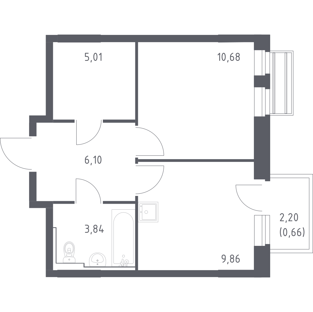 1-комнатная 36 м2 в ЖК Рублёвский Квартал корпус null этаж 5