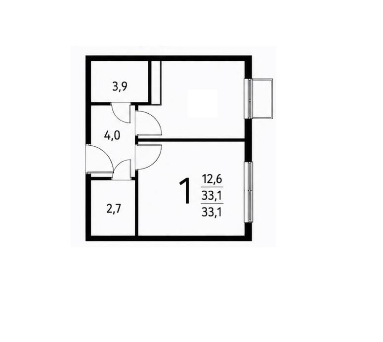 1-комнатная 33.1 м2 в ЖК undefined корпус null этаж 3