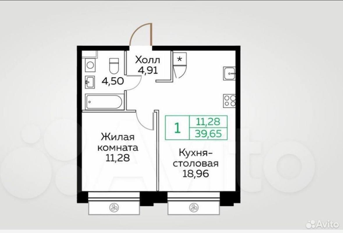 2-комнатная 39.7 м2 в ЖК undefined корпус null этаж 25