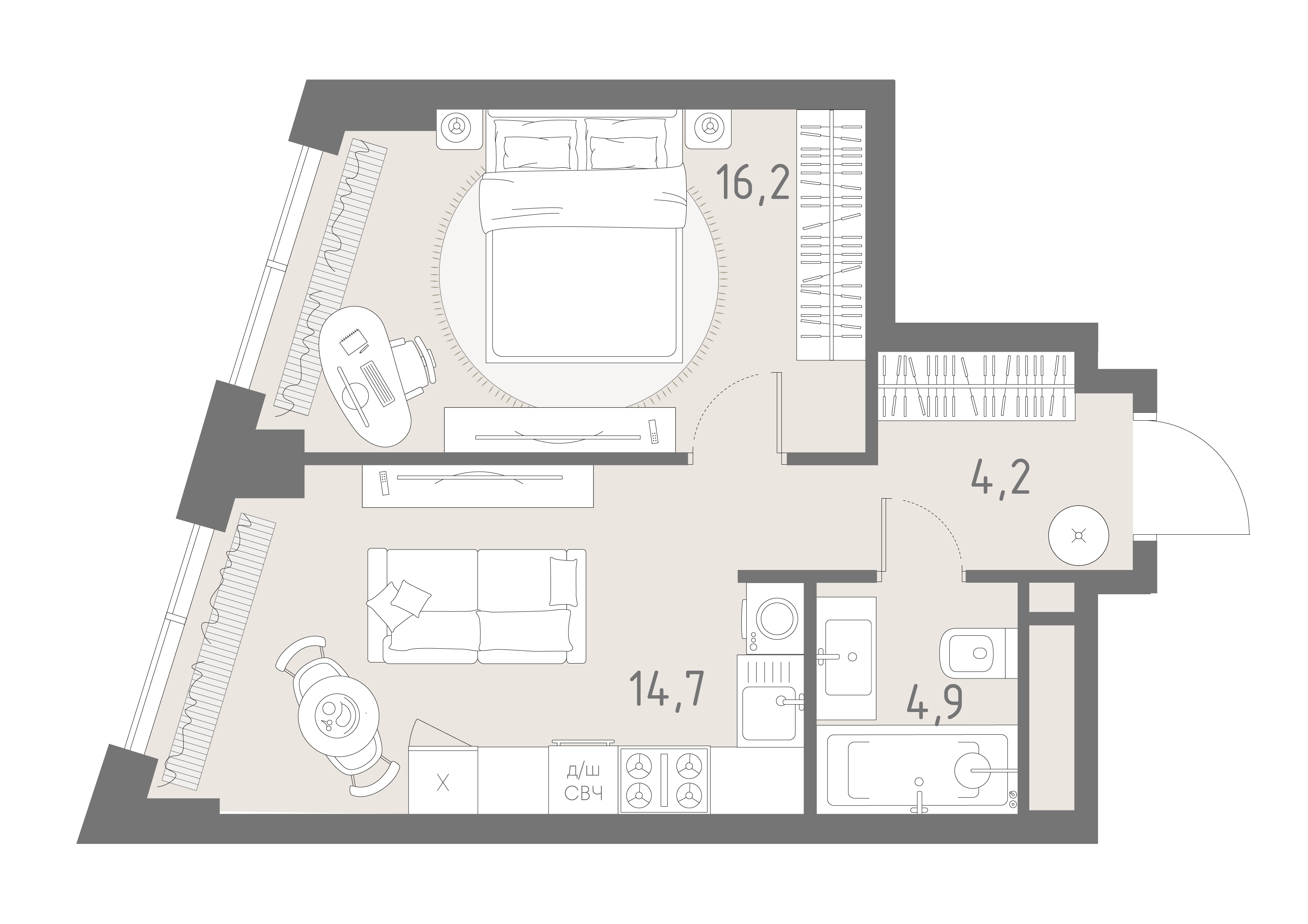 2-комнатная 40 м2 в ЖК Родина парк корпус null этаж 20