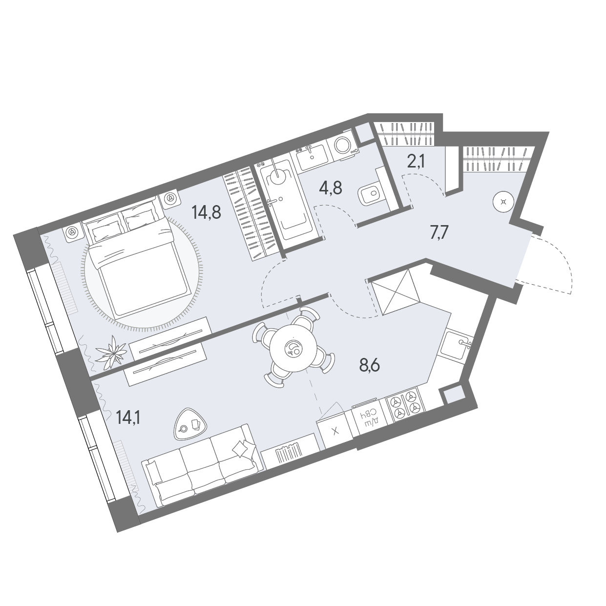 2-комнатная 52 м2 в ЖК Родина Переделкино корпус null этаж 5