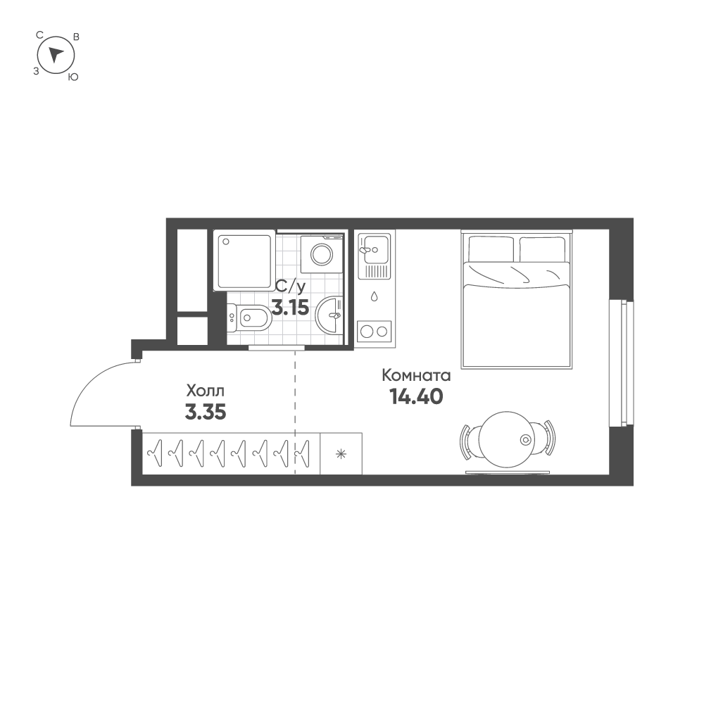 Студия 20 м2 в ЖК AVENUE-APART ПУЛКОВО корпус null этаж 6