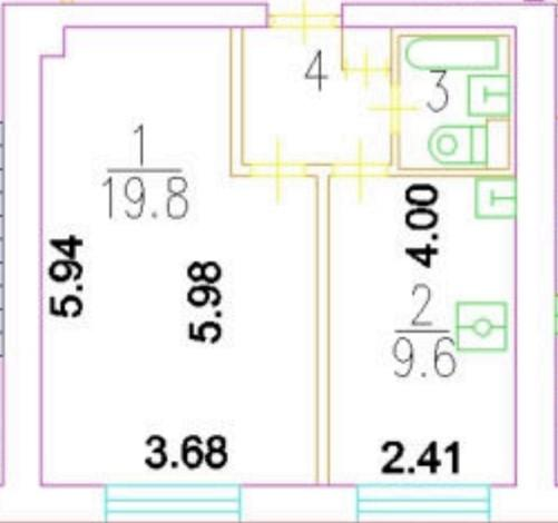 1-комнатная 35.1 м2 в ЖК undefined корпус null этаж 2