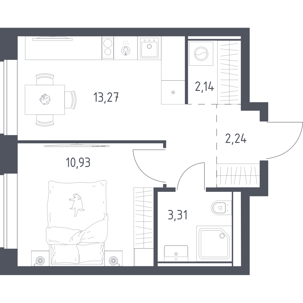 1-комнатная 31 м2 в ЖК Литературный Квартал корпус null этаж 4