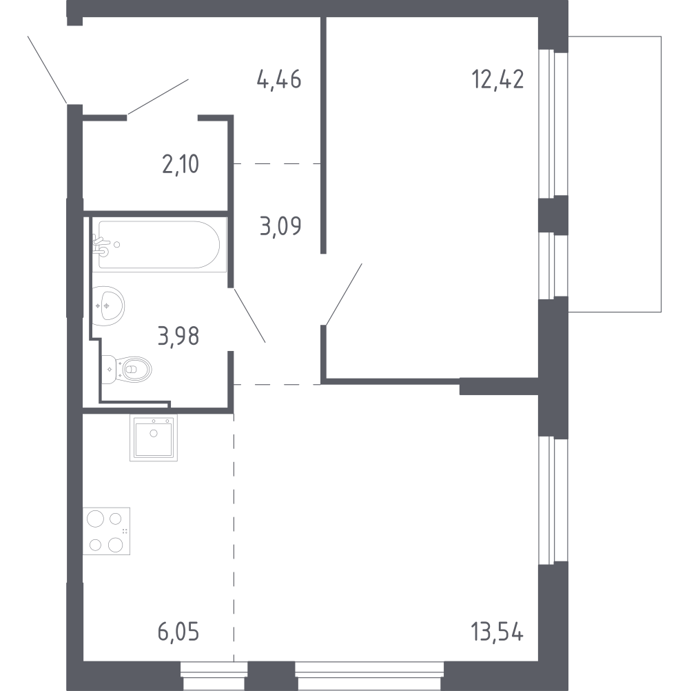 Студия 45 м2 в ЖК Чаркова 72 корпус null этаж 13