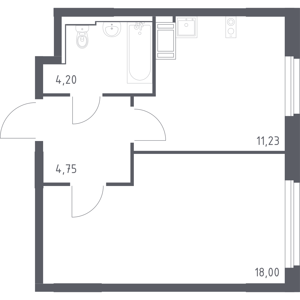1-комнатная 38 м2 в ЖК Новое Колпино корпус null этаж 11