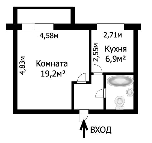 1-комнатная 33.7 м2 в ЖК undefined корпус null этаж 3