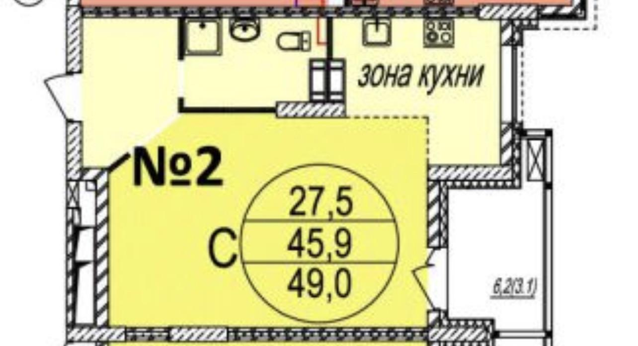 1-комнатная 46.5 м2 в ЖК undefined корпус null этаж 4