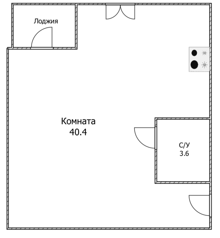 1-комнатная 44 м2 в ЖК undefined корпус null этаж 4