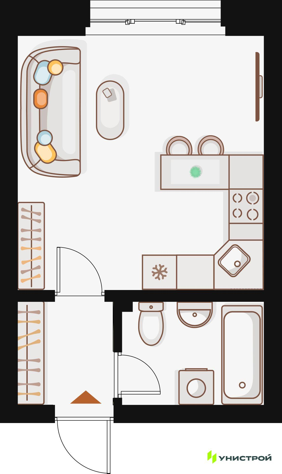 Студия 26 м2 в ЖК Жилой кластер Q на Кулагина корпус null этаж 16