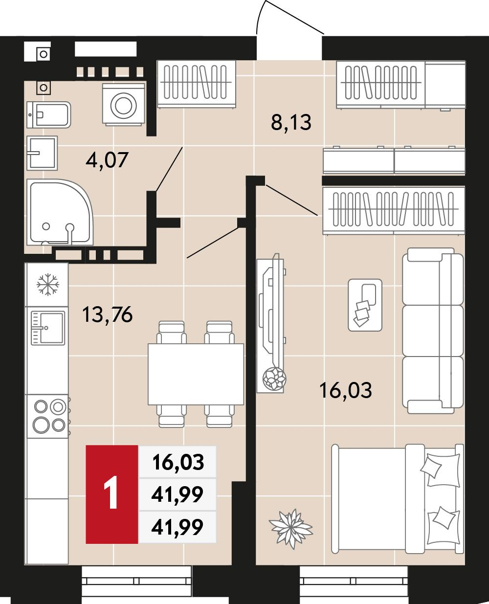 1-комнатная 41 м2 в ЖК Невский корпус null этаж 3