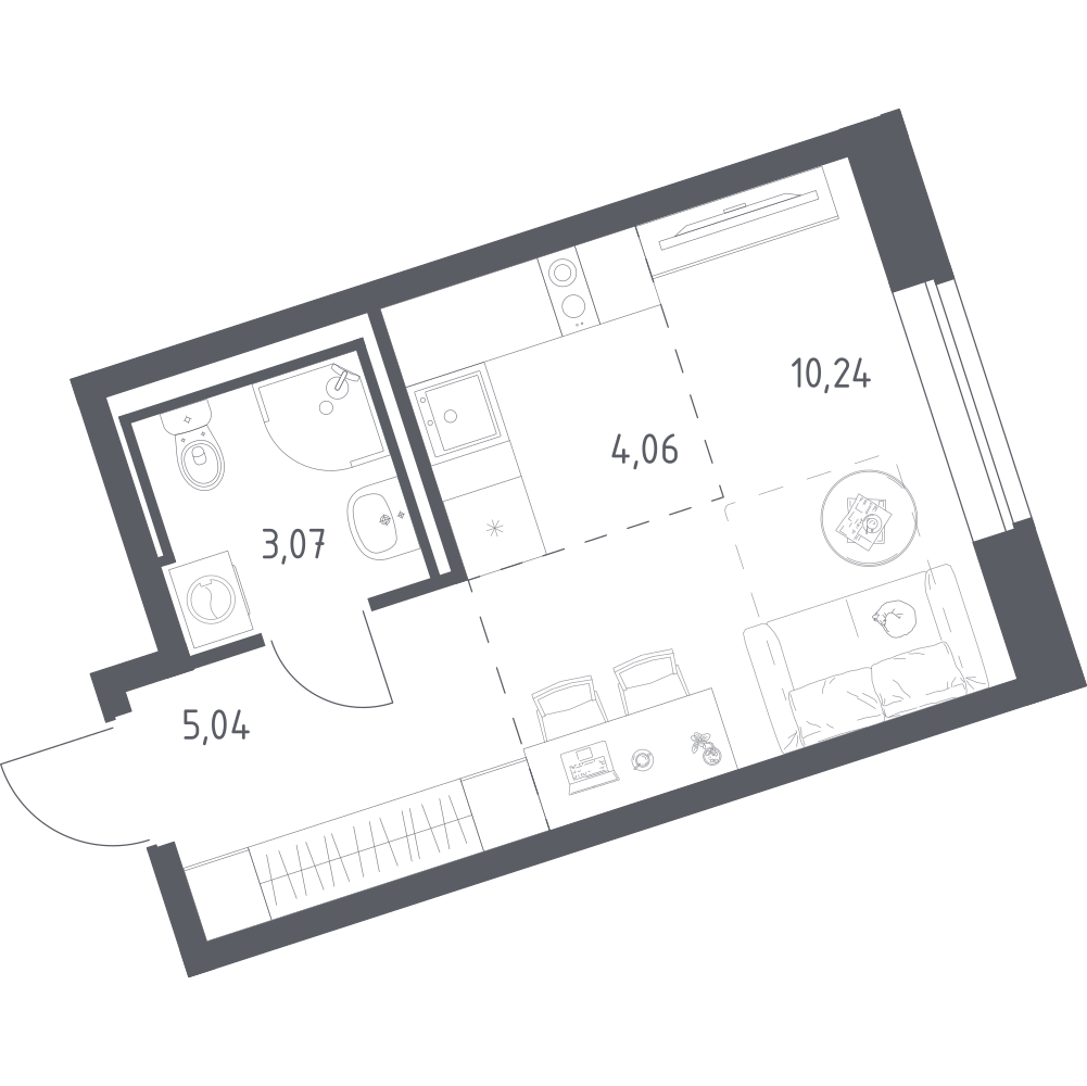 Студия 22 м2 в ЖК Живи! В Рыбацком корпус null этаж 20