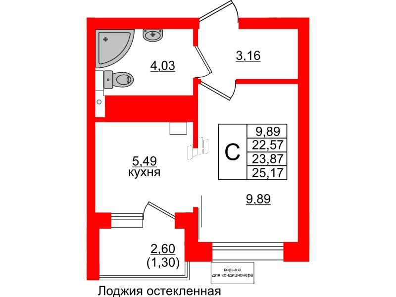 Студия 23 м2 в ЖК Lake City-11 корпус null этаж 3