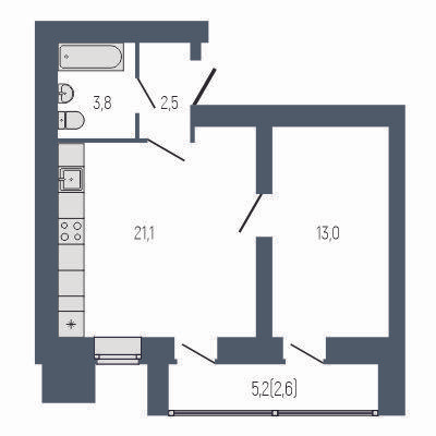 1-комнатная 45 м2 в ЖК Философия Идеалистов на Первомайском корпус null этаж 1